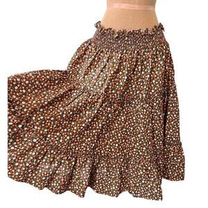 Vintage 70s floral print prairie style skirt midi cottage core hand sewn feminin
